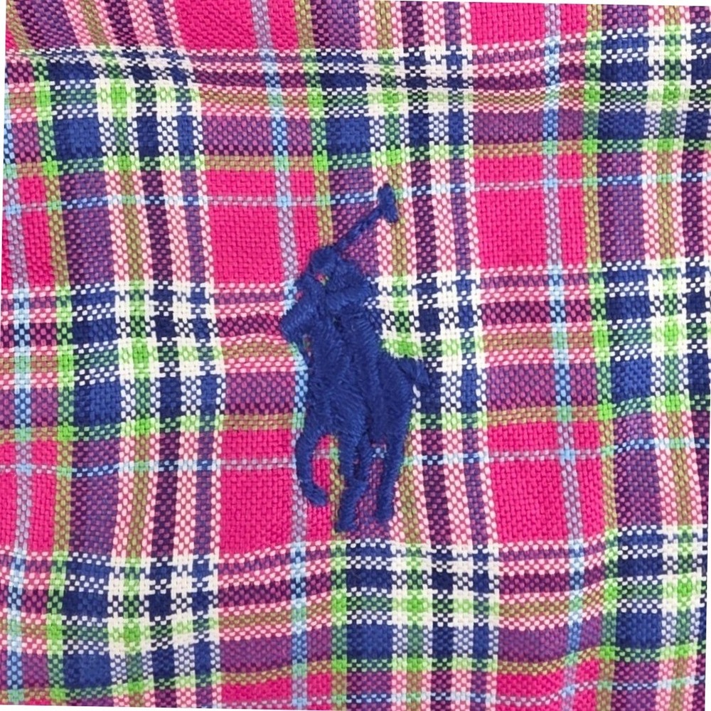 Ralph Lauren Mens Medium Pink Plaid Button Down Shirt Long Sleeve Cotton - Picture 2 of 9